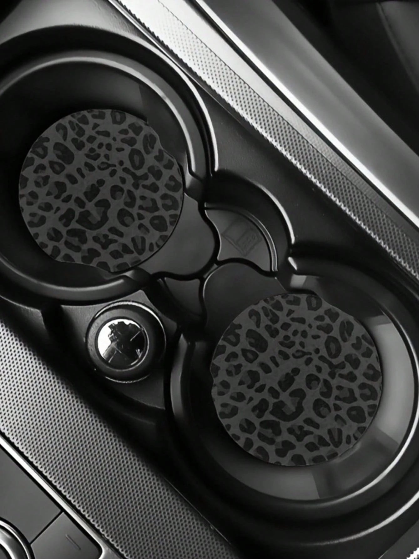 2pcs Black Leopard Print Car Cup Coasters- Non-Slip Design, 7cm Diameter. Made Of Natural Rubber Material, Washable. Each Weighs Only 10g, Perfect Accent For Your Car Interior. Not Only Suitable For