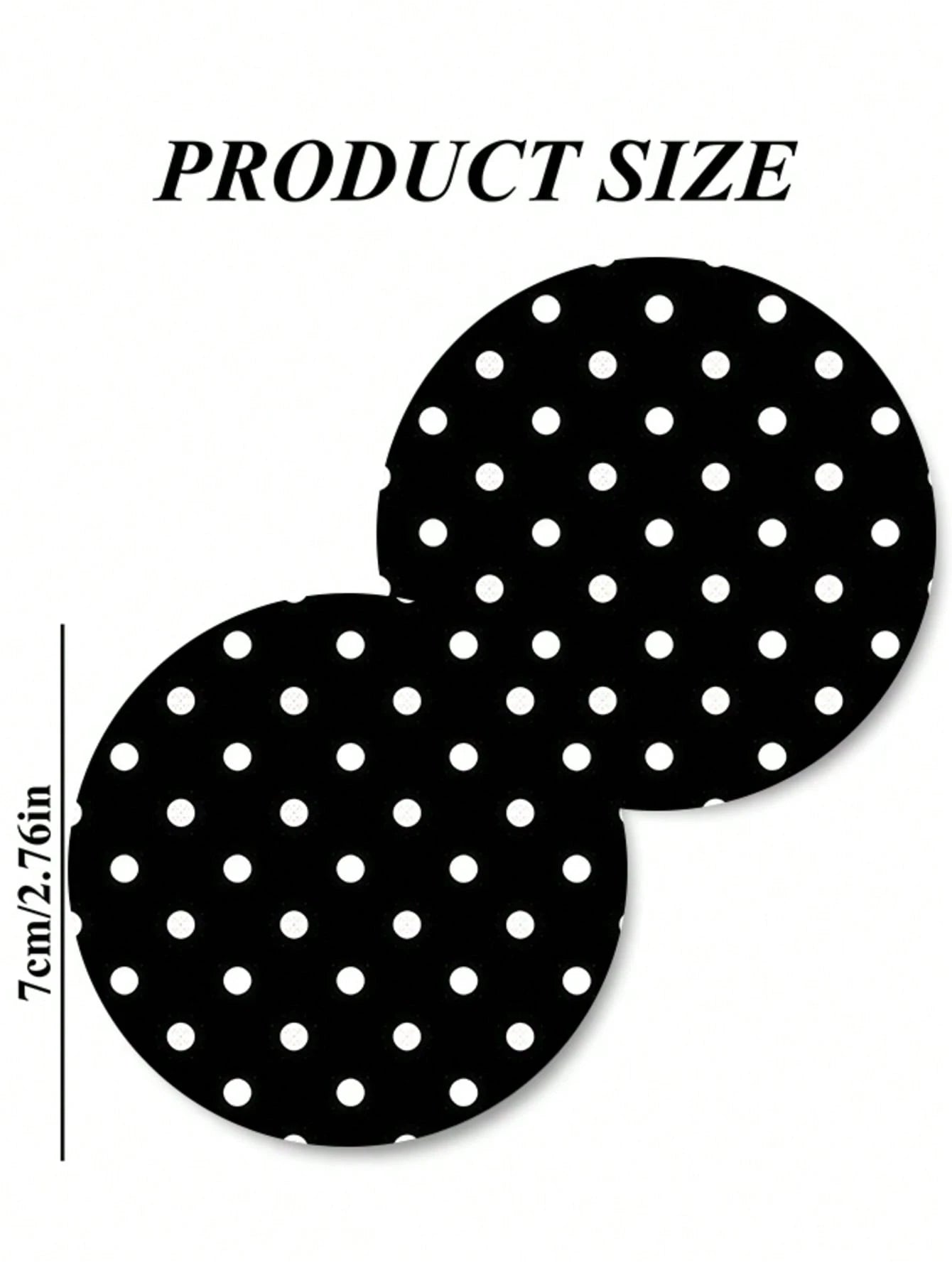 2pcs Black & White Polka Dot Coasters, Car Interior Decor, Car Accessories, Non-Slip Car Cup Holder Mats, Suitable For Men & Women, Universal Car Beverage Mats, Ideal Birthday & Daily Gift For Friends