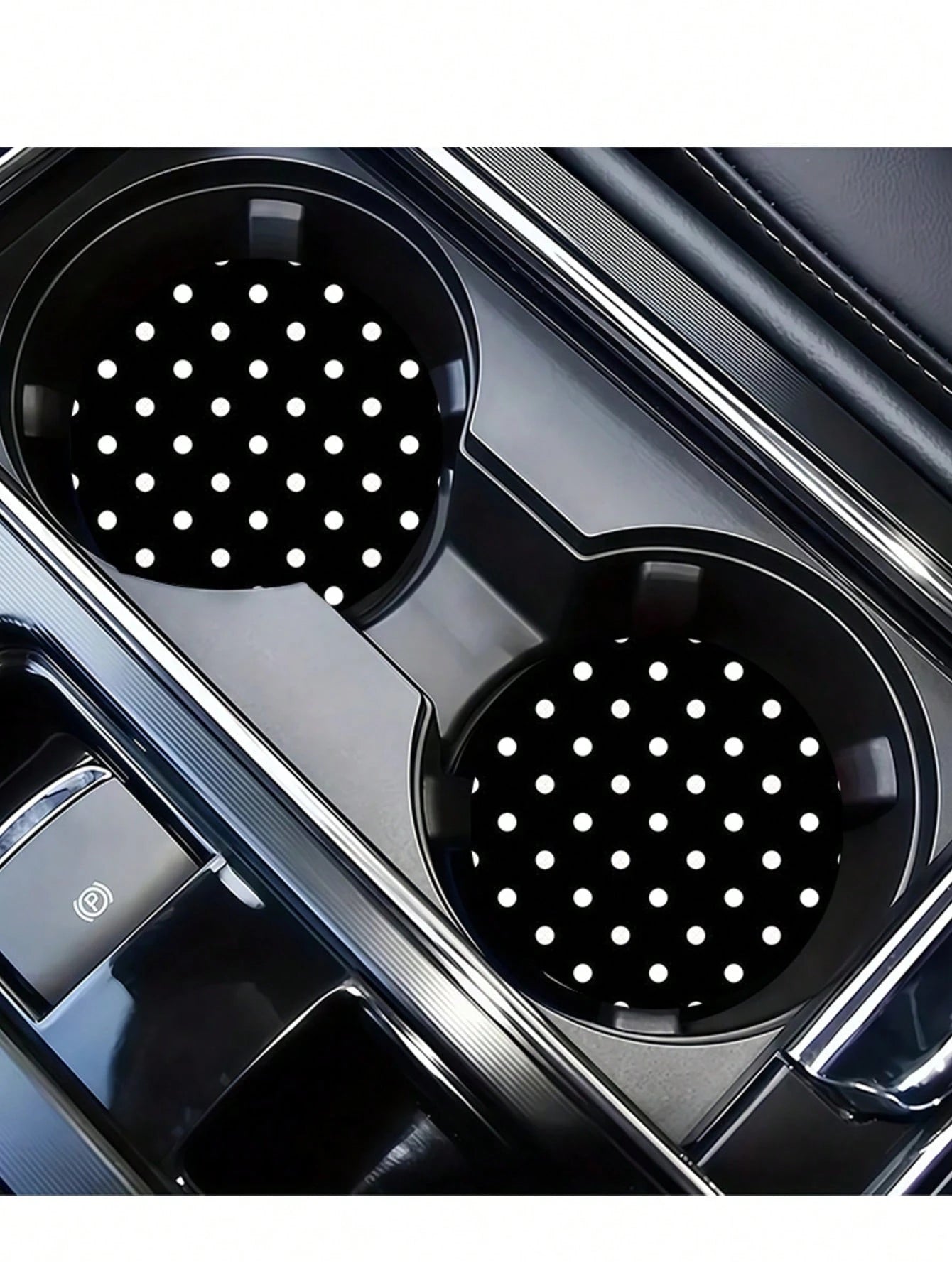 2pcs Black & White Polka Dot Coasters, Car Interior Decor, Car Accessories, Non-Slip Car Cup Holder Mats, Suitable For Men & Women, Universal Car Beverage Mats, Ideal Birthday & Daily Gift For Friends