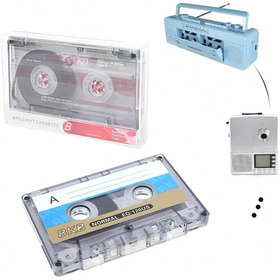 2Pcs Blank Cassette Tape, 60 Mins Magnetic Audio Tape For Speech & Music Recording, Compatible With Standard Cassette Recording Player