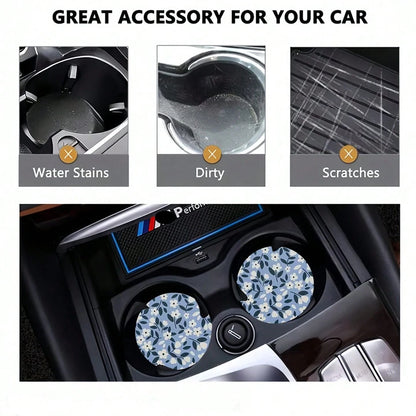 2pcs Car Cup Coaster Stylish & Durable Fast-Drying Non-Slip Car Cup Mat