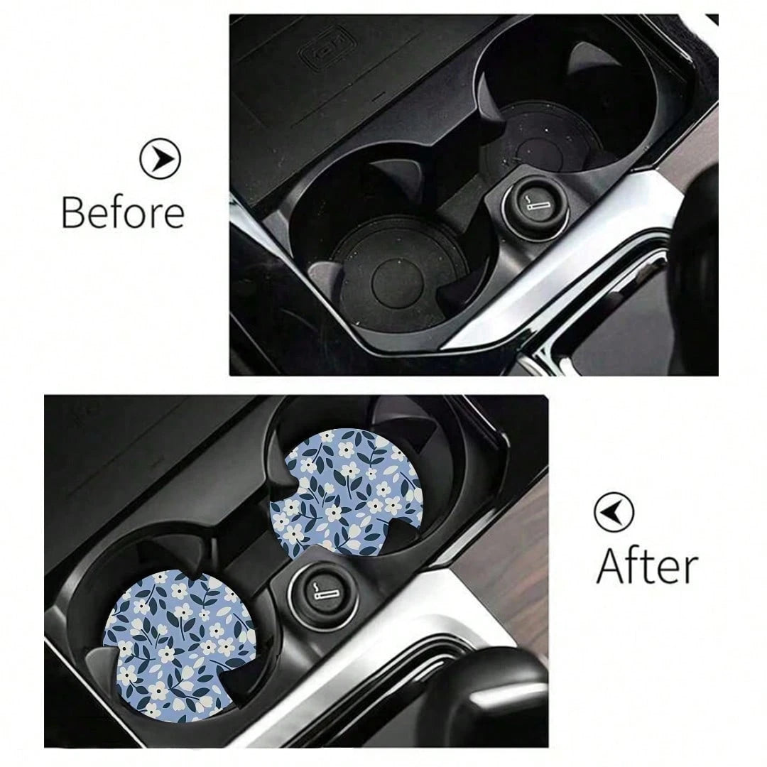 2pcs Car Cup Coaster Stylish & Durable Fast-Drying Non-Slip Car Cup Mat