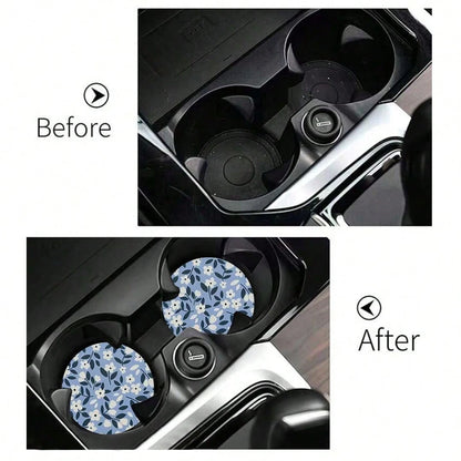 2pcs Car Cup Coaster Stylish & Durable Fast-Drying Non-Slip Car Cup Mat