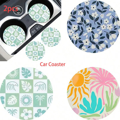 2pcs Car Cup Coaster Stylish & Durable Fast-Drying Non-Slip Car Cup Mat