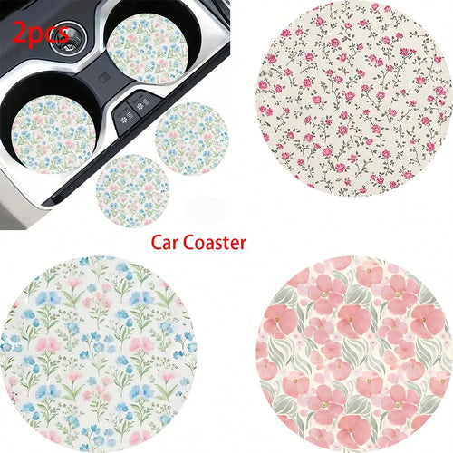 2pcs Car Cup Holder Coasters, Anti-Slip Shockproof Universal Fashion Car Coasters, Insert Interior Accessories, Party Gift