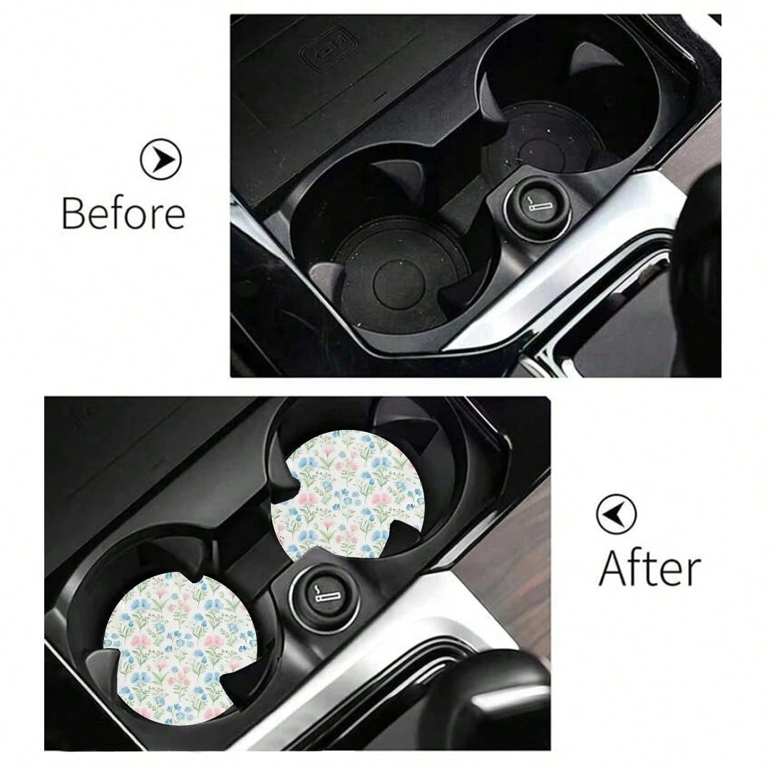 2pcs Car Cup Holder Coasters, Anti-Slip Shockproof Universal Fashion Car Coasters, Insert Interior Accessories, Party Gift
