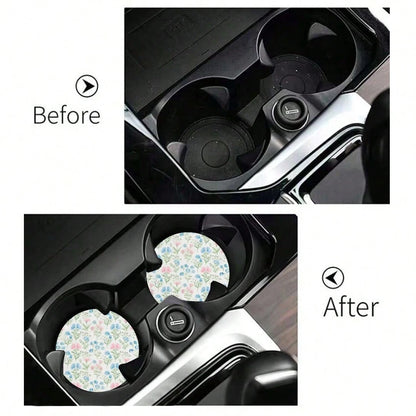 2pcs Car Cup Holder Coasters, Anti-Slip Shockproof Universal Fashion Car Coasters, Insert Interior Accessories, Party Gift