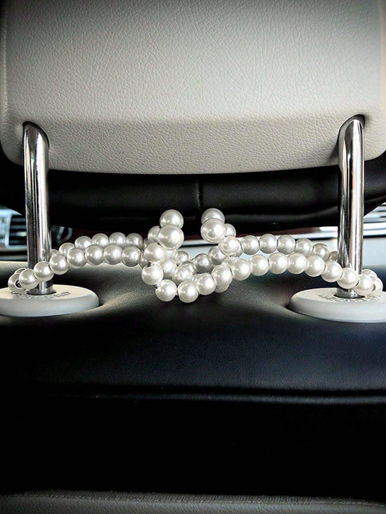 2pcs Car Seat Backrest Hooks, Car Interior Pearl Storage Hooks, Suitable For Rear Seats