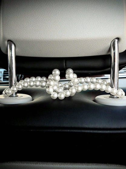 2pcs Car Seat Backrest Hooks, Car Interior Pearl Storage Hooks, Suitable For Rear Seats