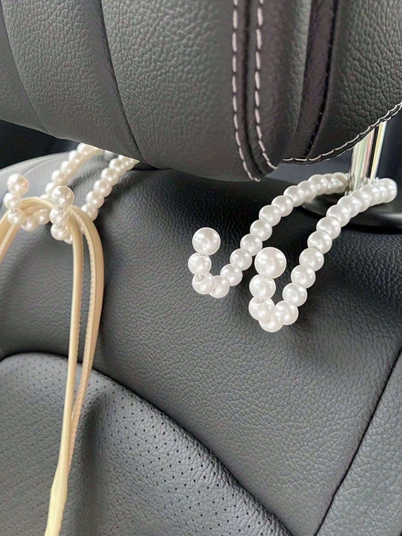 2pcs Car Seat Backrest Hooks, Car Interior Pearl Storage Hooks, Suitable For Rear Seats