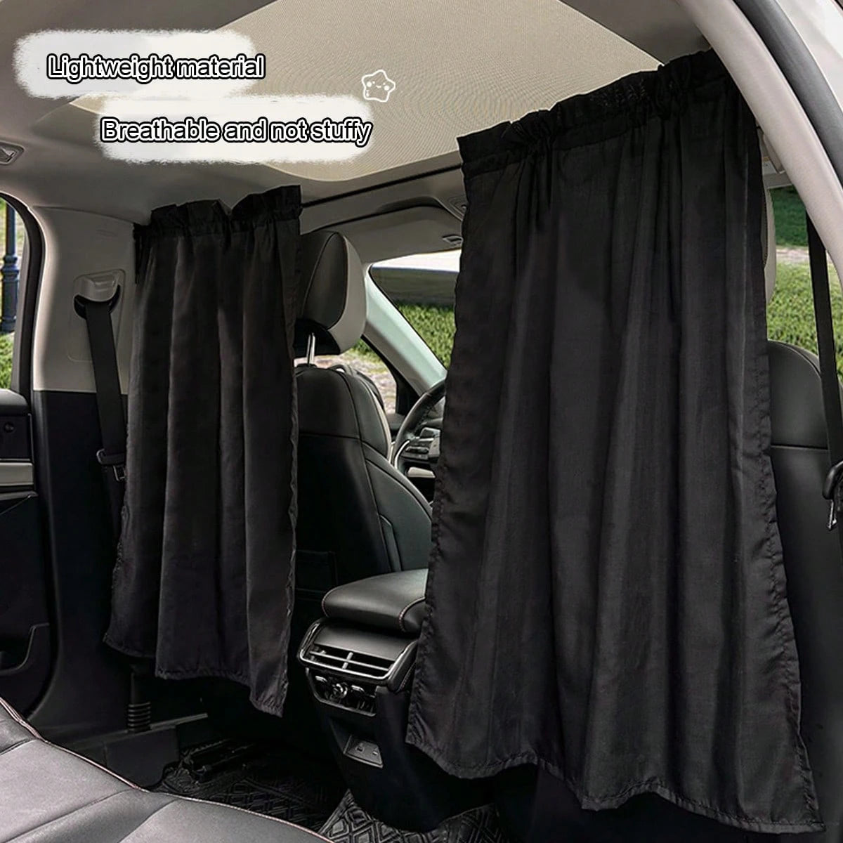 2pcs Car Sun Shade Curtains, Anti-UV Heat Insulation Front & Rear Seat Divider Curtains For RV