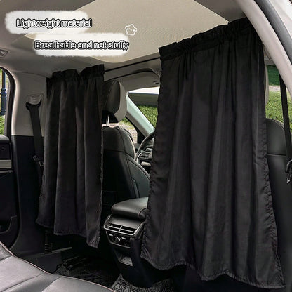 2pcs Car Sun Shade Curtains, Anti-UV Heat Insulation Front & Rear Seat Divider Curtains For RV