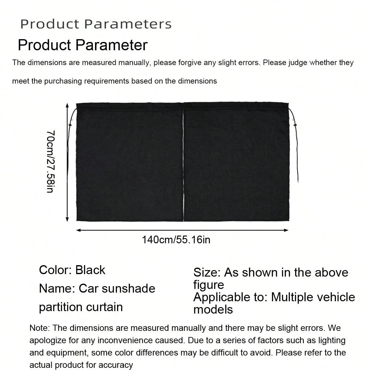 2pcs Car Sun Shade Curtains, Anti-UV Heat Insulation Front & Rear Seat Divider Curtains For RV