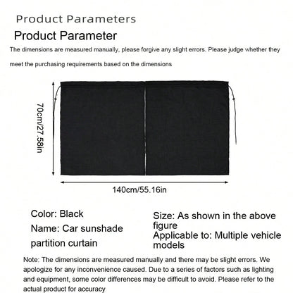 2pcs Car Sun Shade Curtains, Anti-UV Heat Insulation Front & Rear Seat Divider Curtains For RV