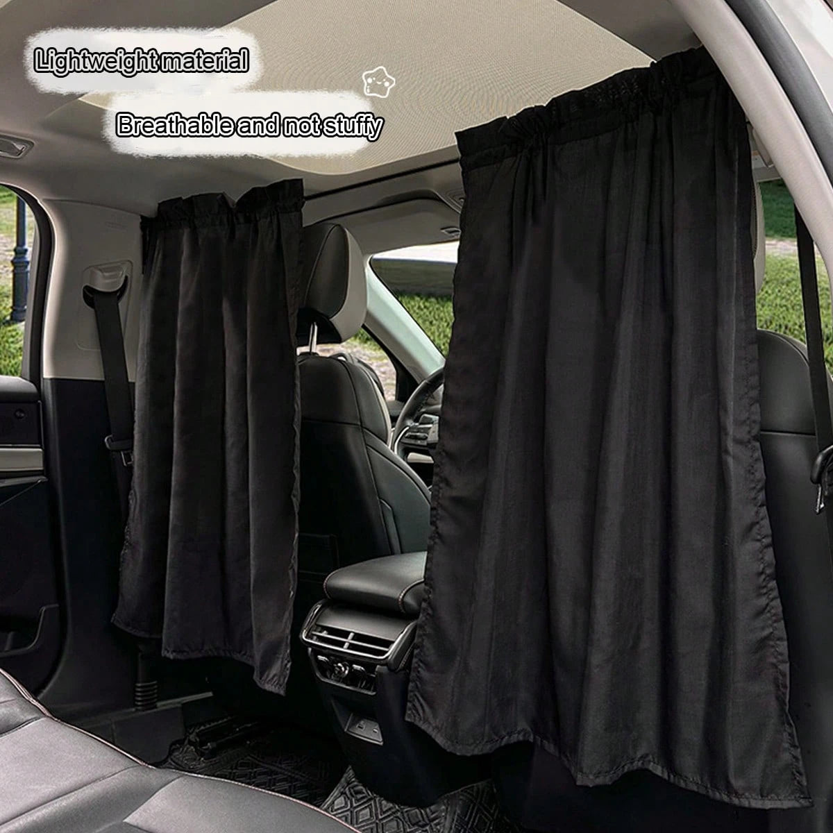 2pcs Car Sun Shade Curtains, Anti-UV Heat Insulation Front & Rear Seat Divider Curtains For RV