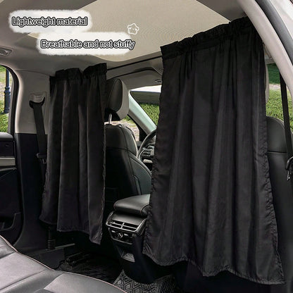 2pcs Car Sun Shade Curtains, Anti-UV Heat Insulation Front & Rear Seat Divider Curtains For RV