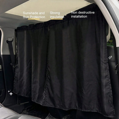 2pcs Car Sun Shade Curtains, Anti-UV Heat Insulation Front & Rear Seat Divider Curtains For RV