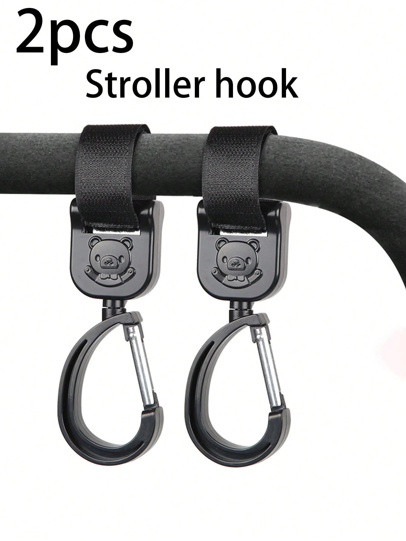2PCS Cartoon Bear Stroller Hook- Versatile, Punch-Free Hook And Loop Snap With 360° Rotation Bag Holder For Easy Shopping And Travel- The Perfect Gift For Parents
