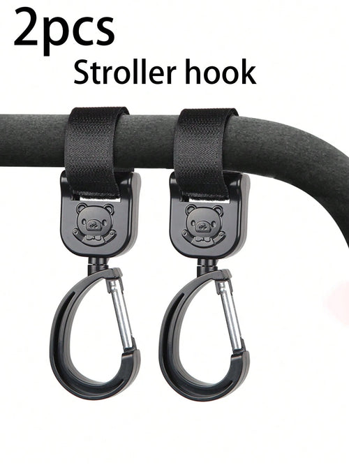 2PCS Cartoon Bear Stroller Hook- Versatile, Punch-Free Hook And Loop Snap With 360° Rotation Bag Holder For Easy Shopping And Travel- The Perfect Gift For Parents