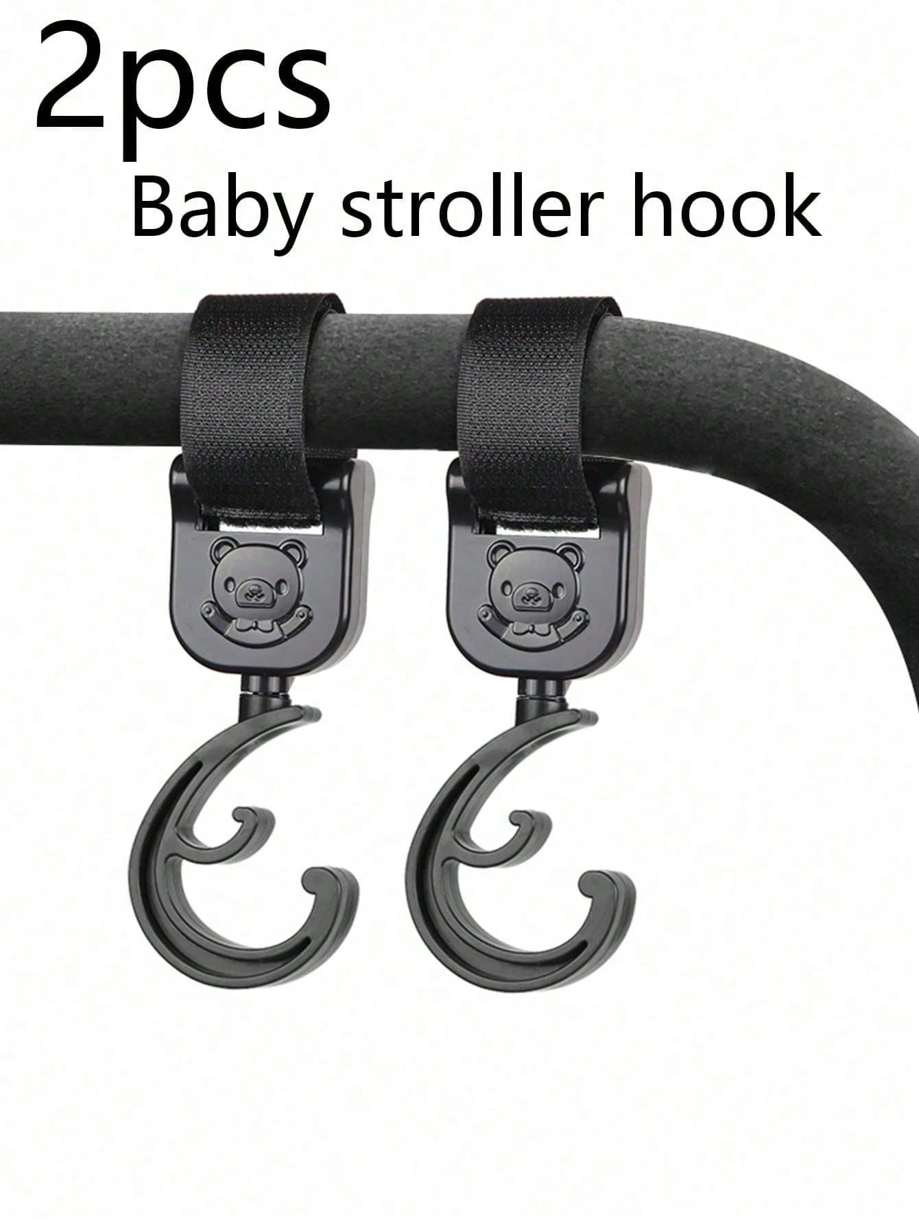 2PCS Cartoon Bear Stroller Hook- Versatile, Punch-Free Hook And Loop Snap With 360° Rotation Bag Holder For Easy Shopping And Travel- The Perfect Gift For Parents