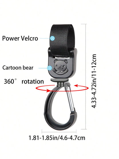 2PCS Cartoon Bear Stroller Hook- Versatile, Punch-Free Hook And Loop Snap With 360° Rotation Bag Holder For Easy Shopping And Travel- The Perfect Gift For Parents