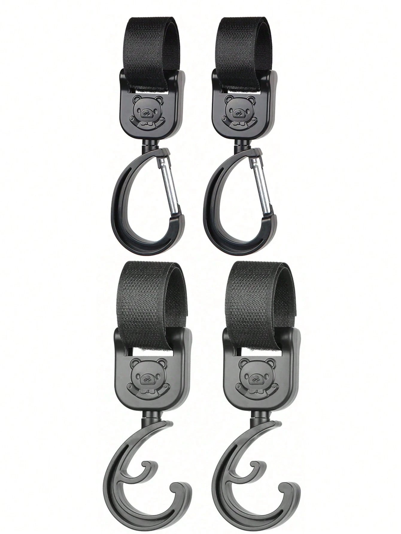 2PCS Cartoon Bear Stroller Hook- Versatile, Punch-Free Hook And Loop Snap With 360° Rotation Bag Holder For Easy Shopping And Travel- The Perfect Gift For Parents