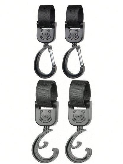 2PCS Cartoon Bear Stroller Hook- Versatile, Punch-Free Hook And Loop Snap With 360° Rotation Bag Holder For Easy Shopping And Travel- The Perfect Gift For Parents