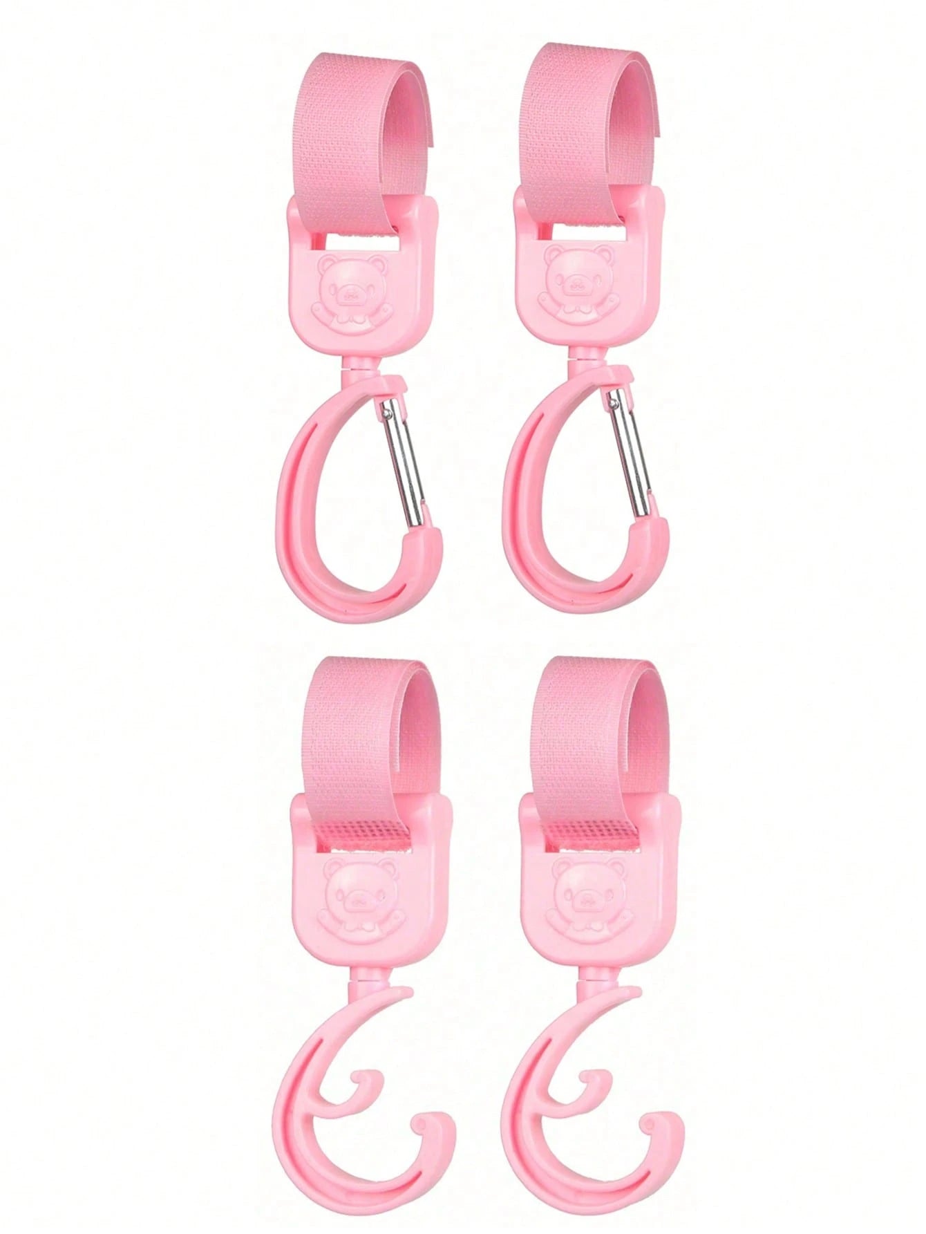 2PCS Cartoon Bear Stroller Hook- Versatile, Punch-Free Hook And Loop Snap With 360° Rotation Bag Holder For Easy Shopping And Travel- The Perfect Gift For Parents