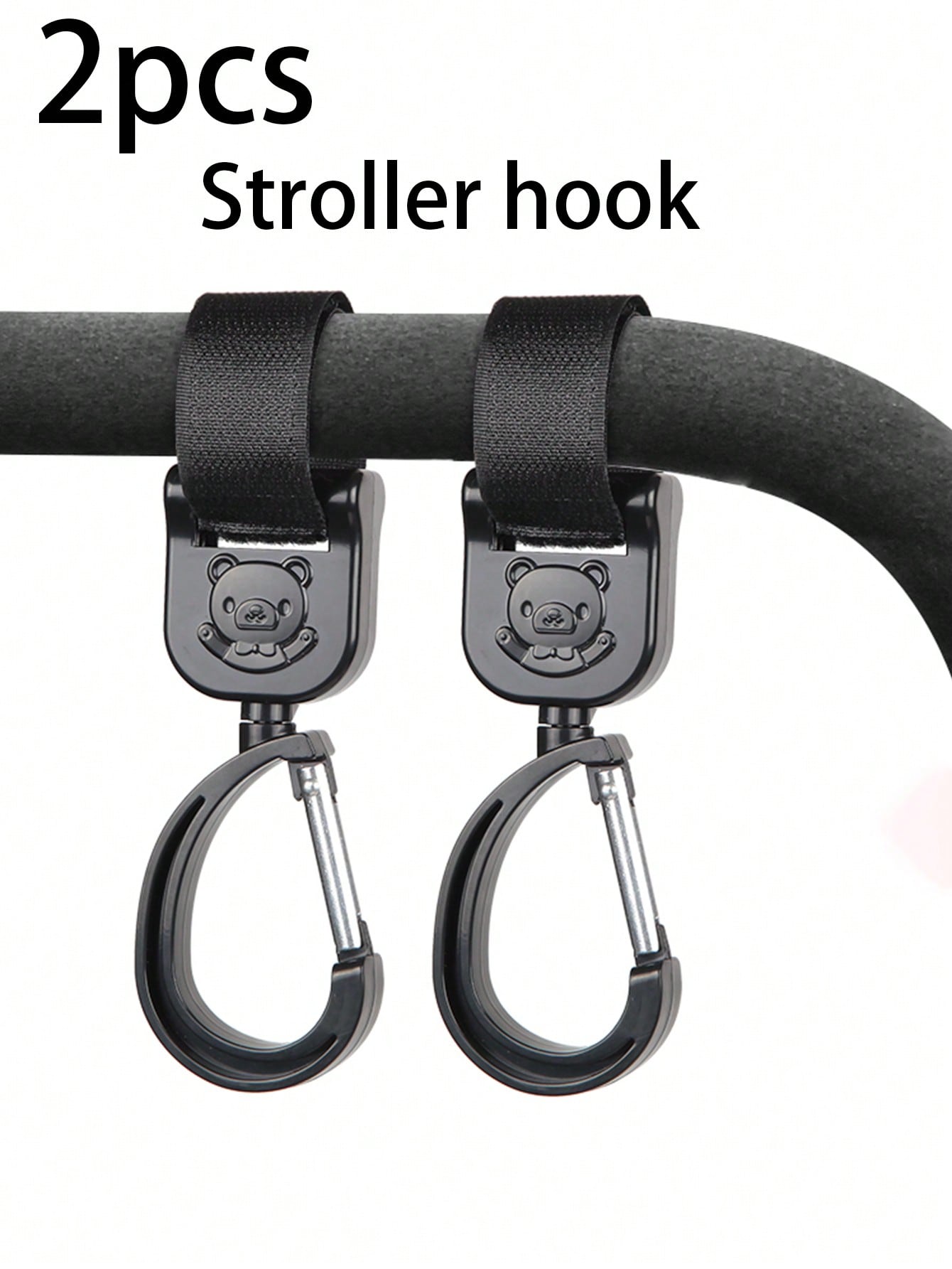 2PCS Cartoon Bear Stroller Hook- Versatile, Punch-Free Hook And Loop Snap With 360° Rotation Bag Holder For Easy Shopping And Travel- The Perfect Gift For Parents