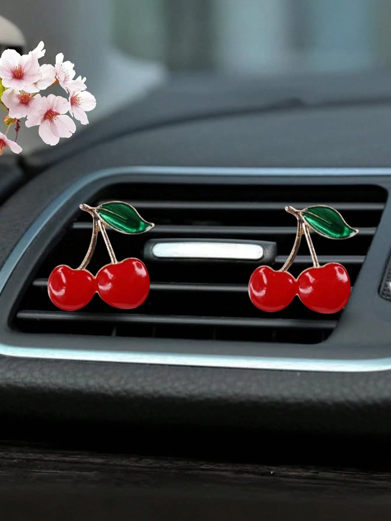 2pcs Cherry Wood Car Air Vent Clip, Suitable For Women, Glossy Dashboard Decor And Commuting Essential, Elegant Wooden Air Freshener Holder With Metal Accents, Cute And Practical Car Interior Upgrade