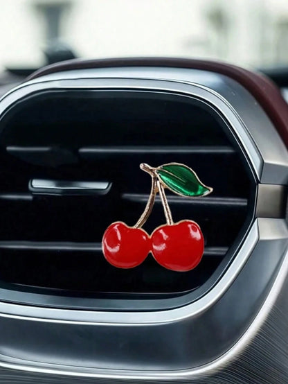 2pcs Cherry Wood Car Air Vent Clip, Suitable For Women, Glossy Dashboard Decor And Commuting Essential, Elegant Wooden Air Freshener Holder With Metal Accents, Cute And Practical Car Interior Upgrade