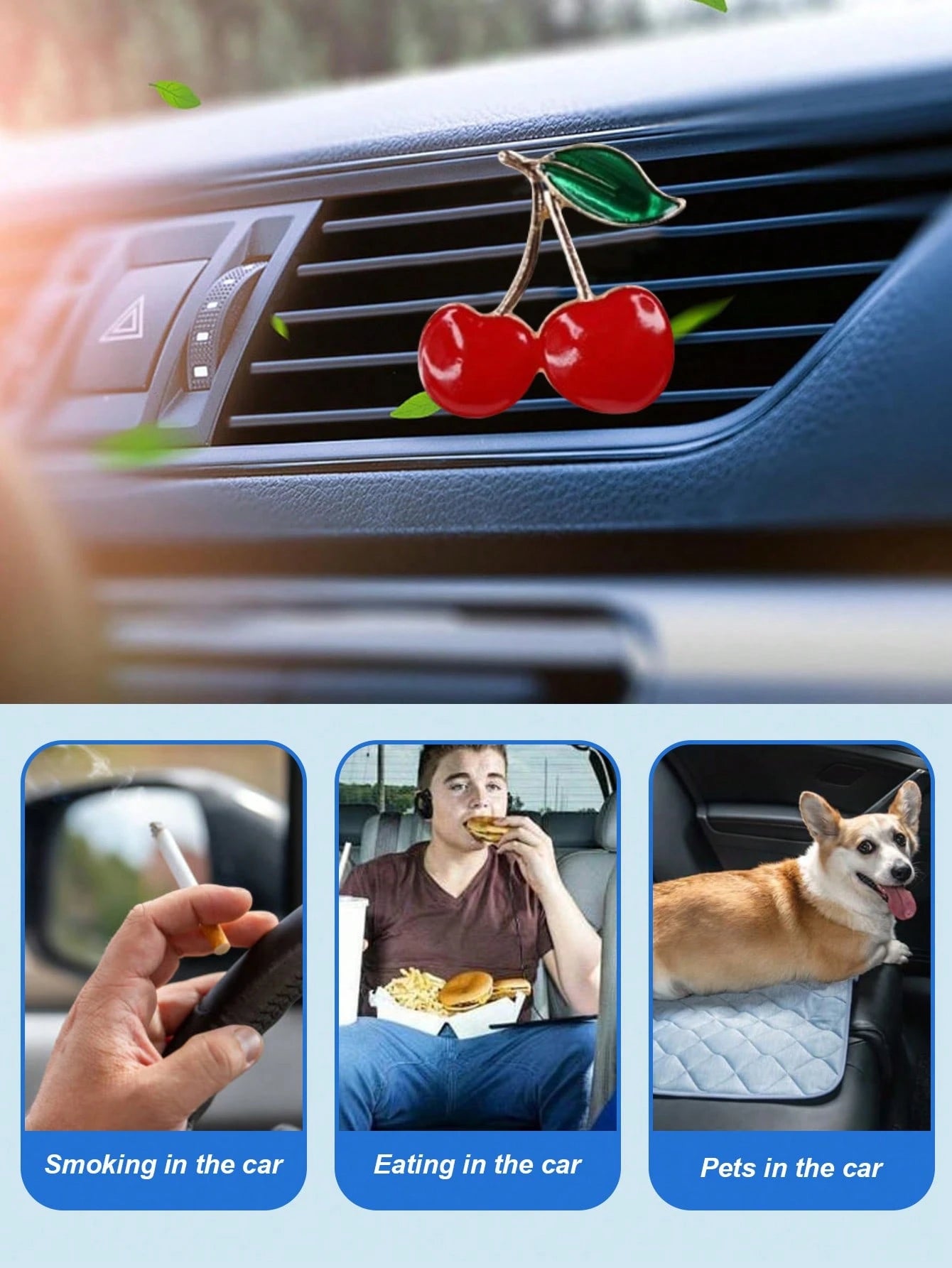 2pcs Cherry Wood Car Air Vent Clip, Suitable For Women, Glossy Dashboard Decor And Commuting Essential, Elegant Wooden Air Freshener Holder With Metal Accents, Cute And Practical Car Interior Upgrade