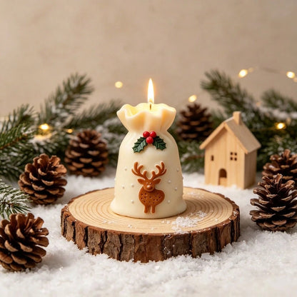 2pcs Christmas Tree Gift Bag Aromatherapy Candle Silicone Mold Set, Christmas Tree & Deer Embossed Plaster Resin Mold, Perfect For Christmas Atmosphere Decoration Candle Making, Suitable For Handmade