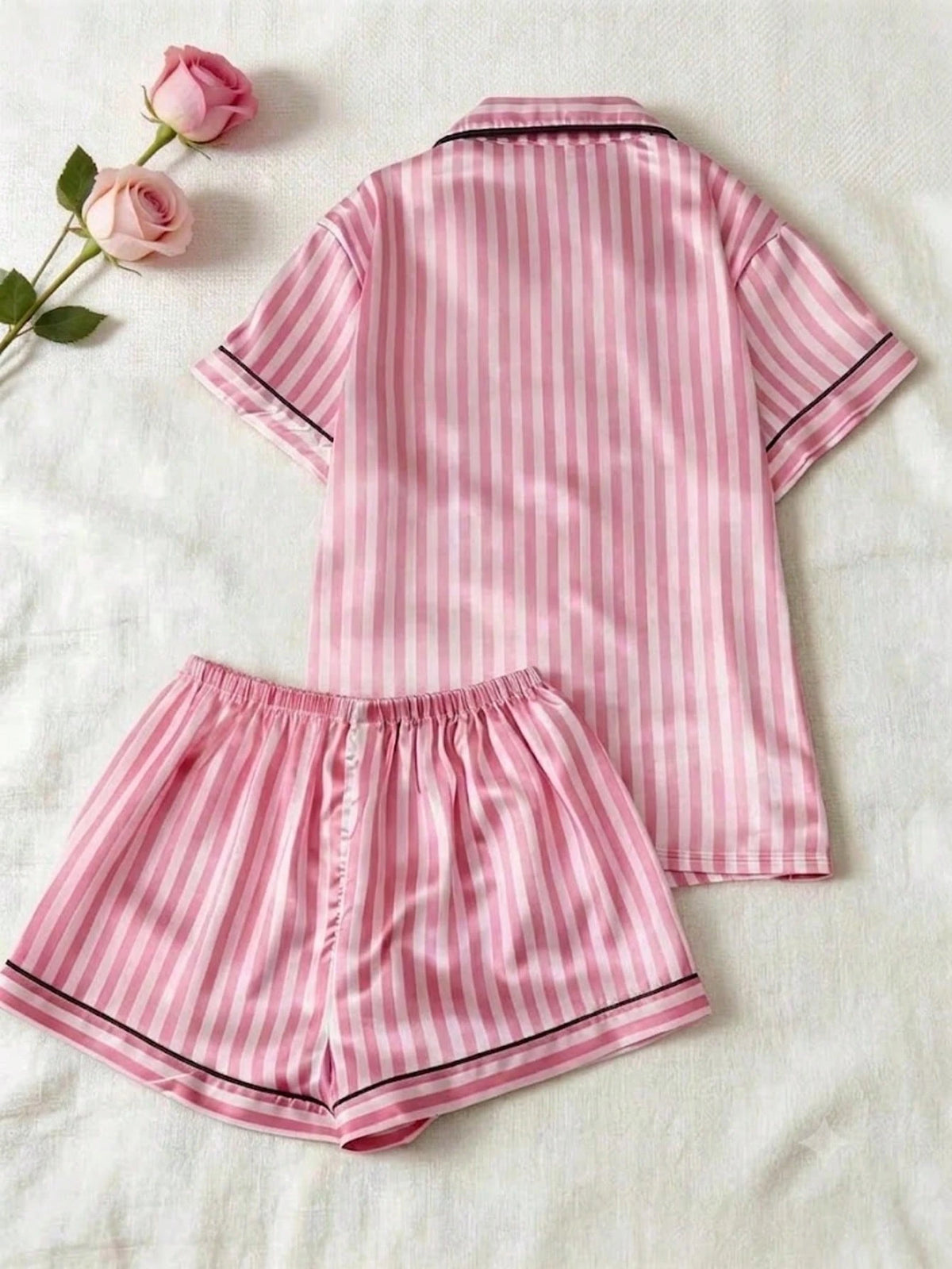 2pcs Customized Name Rhinestone Pajama Set, Pink Women's Summer Short Pajamas, Personalized Casual Loungewear, Beautiful Commemorative Gift, Comfortable Fitted Sleepwear, Perfect Gift