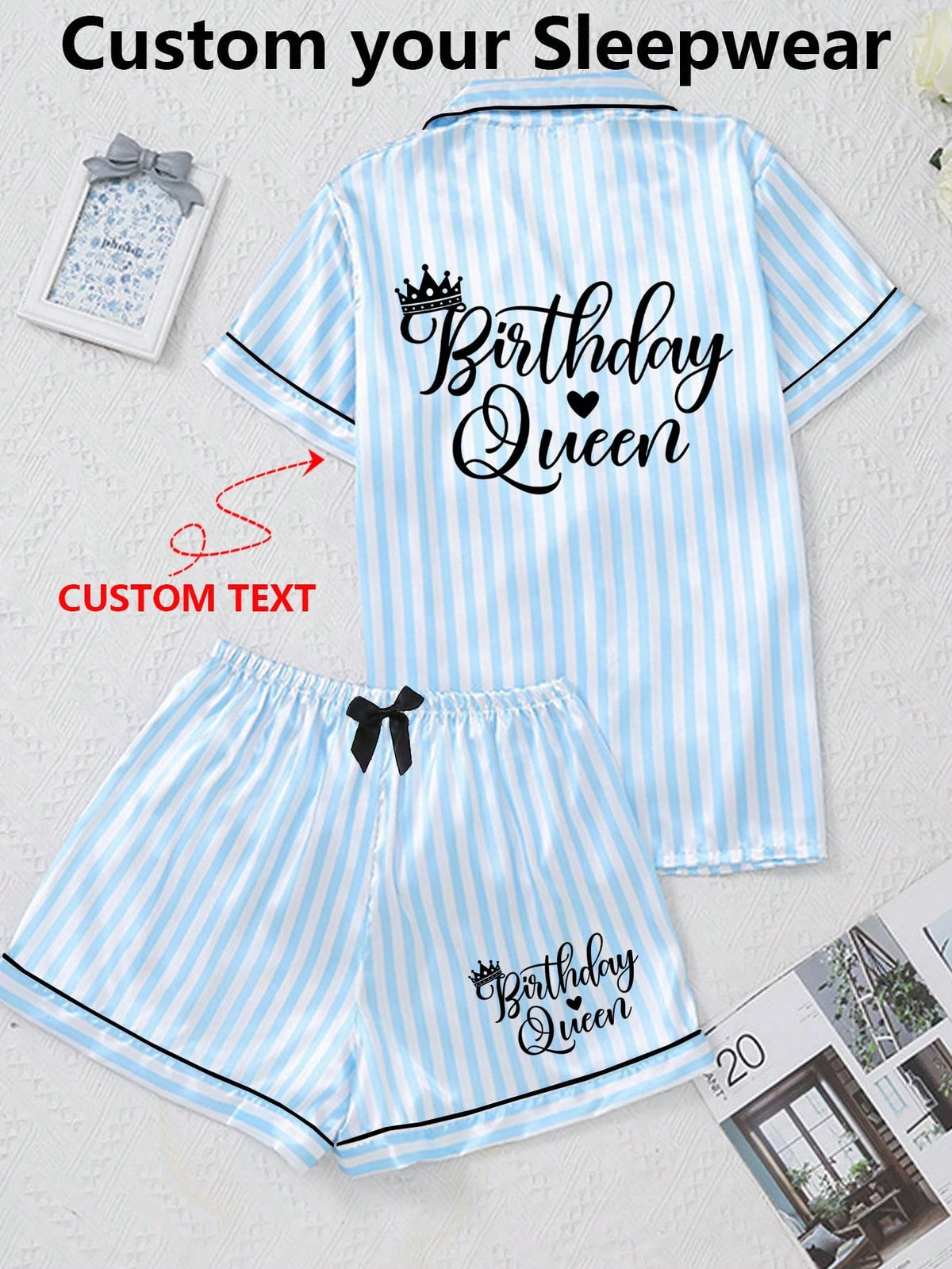 2pcs Customized Name Rhinestone Pajama Set, Pink Women's Summer Short Pajamas, Personalized Casual Loungewear, Beautiful Commemorative Gift, Comfortable Fitted Sleepwear, Perfect Gift