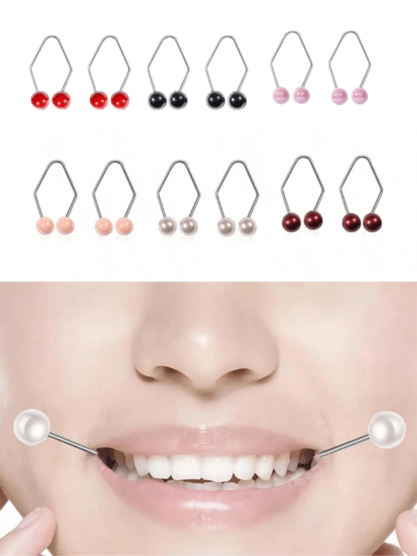 2pcs Facial Contouring Tools For Women Double Chin Reducer Smile Trainer Facial Piercing Jewelry,Beauty,Skin Care Products,Spa,Self Care,Skin Care Tools,Face Care,Esthetician Supplies,Massage,Face Mas