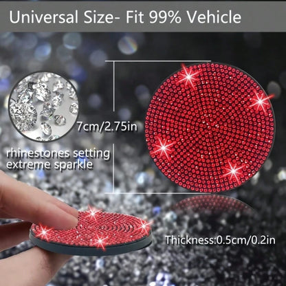 2pcs Fashionable Diamond Studded Car Cup Holders, Soft Silicone Material, Sparkling Diamond Appearance, Multi-Color Options, Elevate The Luxurious Ambiance In Your Car