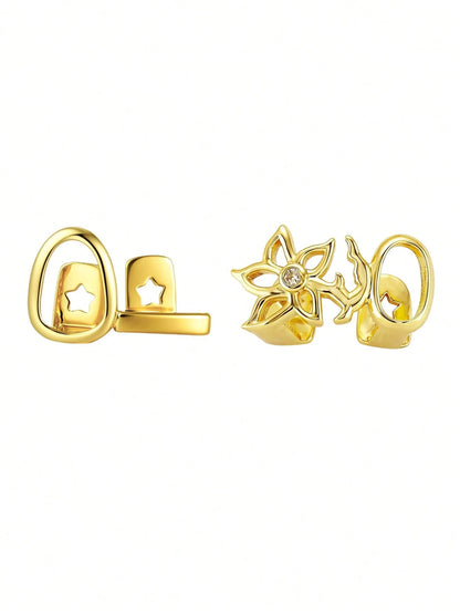 2pcs Fashionable Hollow Flower Tooth Grills, Stylish Halloween Tooth Jewelry