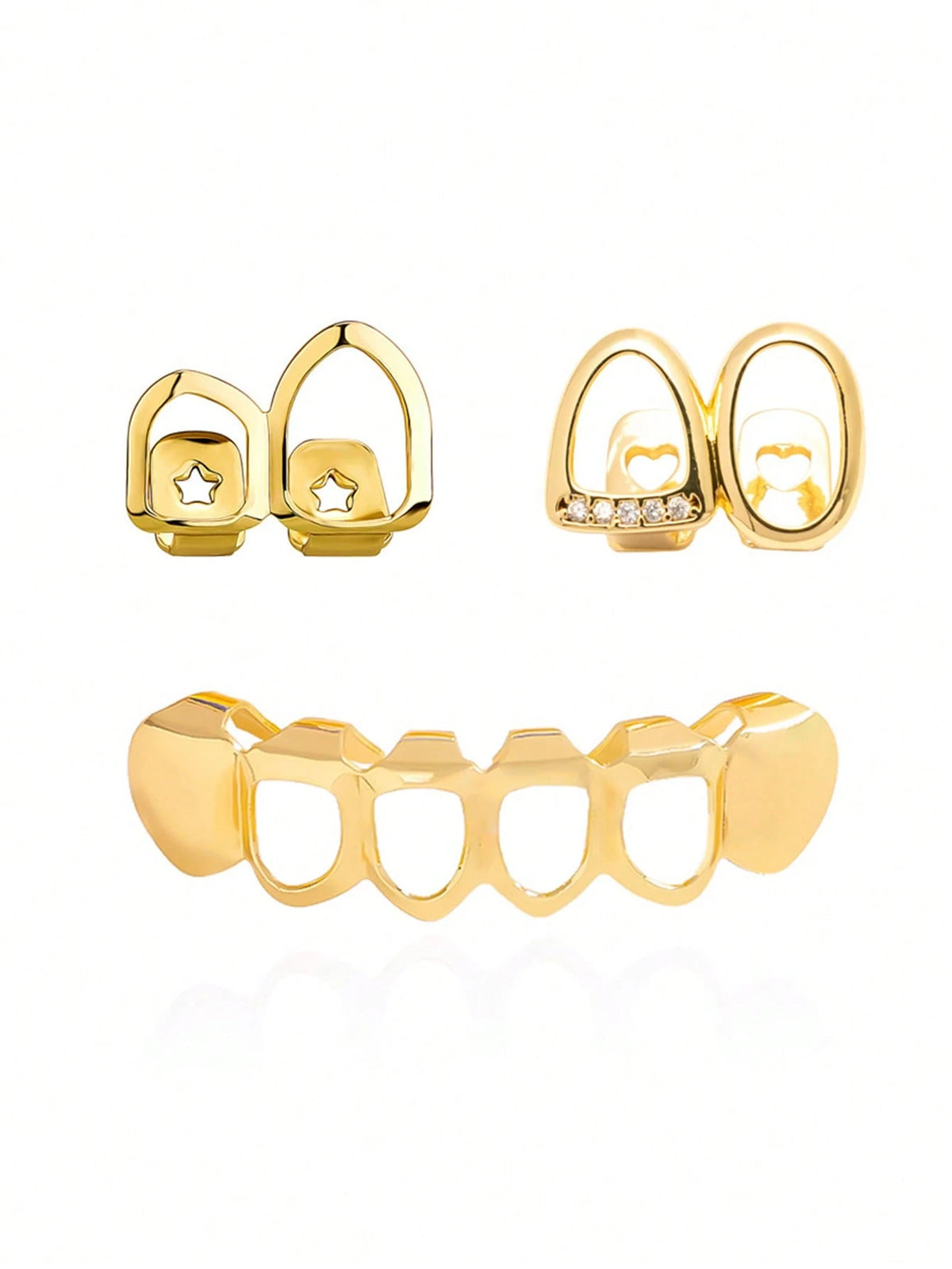 2pcs Fashionable Hollow Flower Tooth Grills, Stylish Halloween Tooth Jewelry