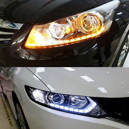 2pcs Flexible Automotive LED Strip Lights, Crystal DRL LED Lights, Daytime Running Lights, Fluid Turn Signal Lights, Headlights, White/Amber, Angel Tears Headlight Kit Sequential Daytime Light, Car Li