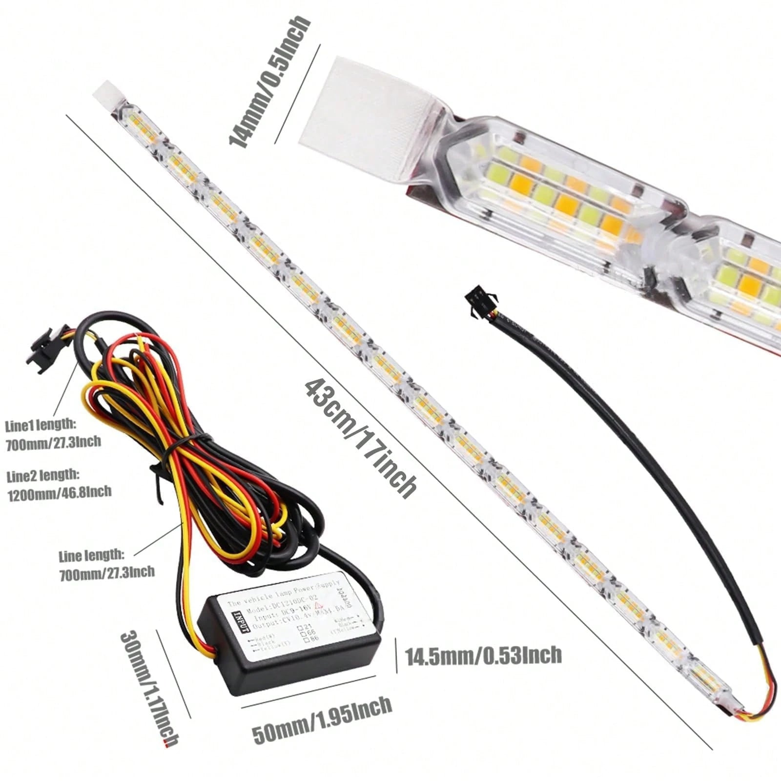 2pcs Flexible Automotive LED Strip Lights, Crystal DRL LED Lights, Daytime Running Lights, Fluid Turn Signal Lights, Headlights, White/Amber, Angel Tears Headlight Kit Sequential Daytime Light, Car Li