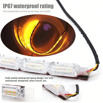 2pcs Flexible Automotive LED Strip Lights, Crystal DRL LED Lights, Daytime Running Lights, Fluid Turn Signal Lights, Headlights, White/Amber, Angel Tears Headlight Kit Sequential Daytime Light, Car Li