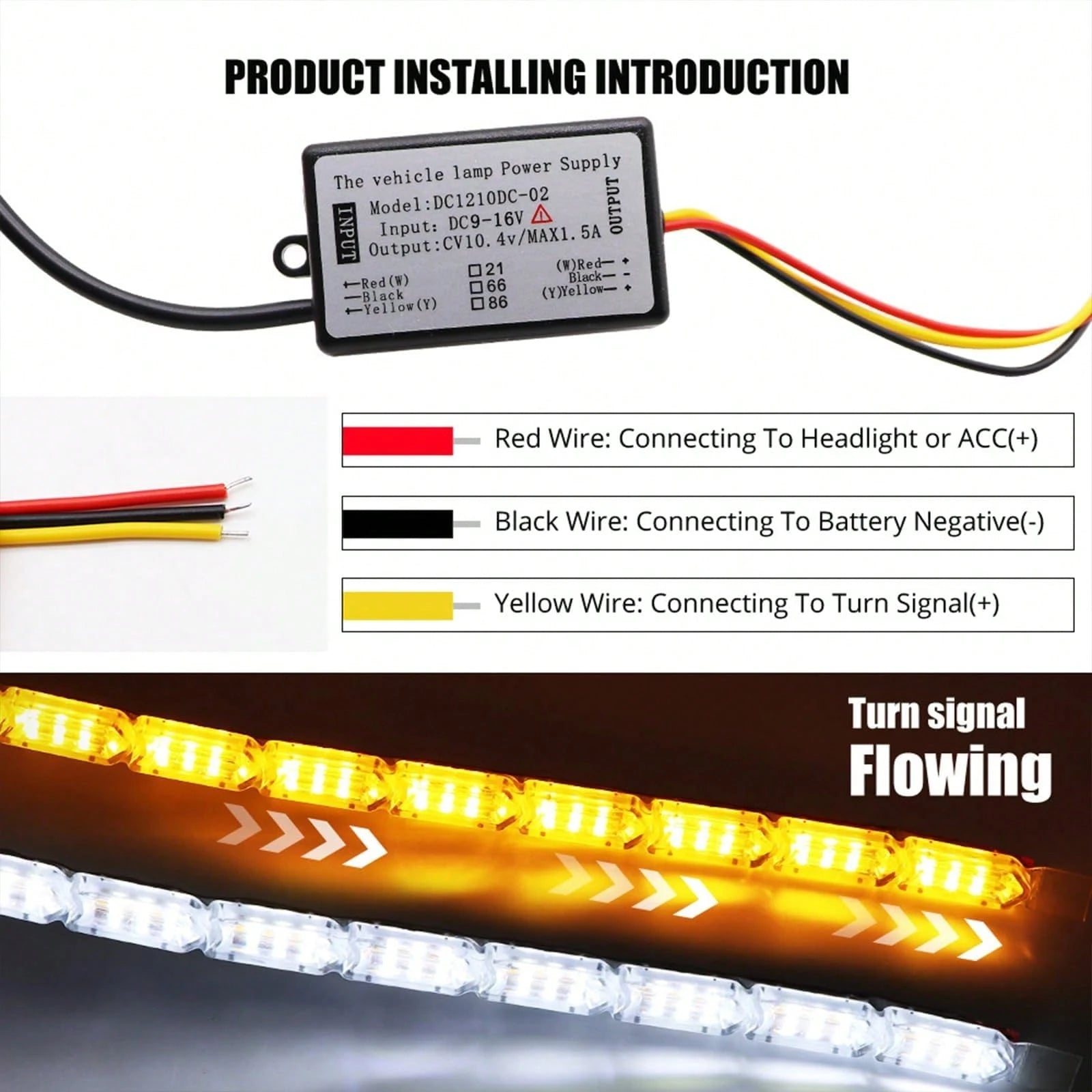 2pcs Flexible Automotive LED Strip Lights, Crystal DRL LED Lights, Daytime Running Lights, Fluid Turn Signal Lights, Headlights, White/Amber, Angel Tears Headlight Kit Sequential Daytime Light, Car Li