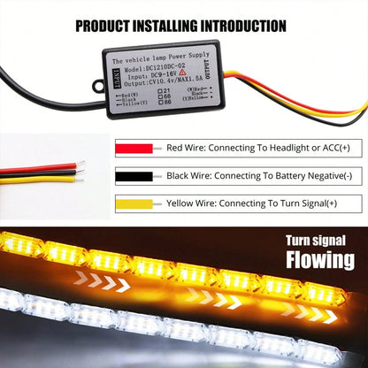 2pcs Flexible Automotive LED Strip Lights, Crystal DRL LED Lights, Daytime Running Lights, Fluid Turn Signal Lights, Headlights, White/Amber, Angel Tears Headlight Kit Sequential Daytime Light, Car Li