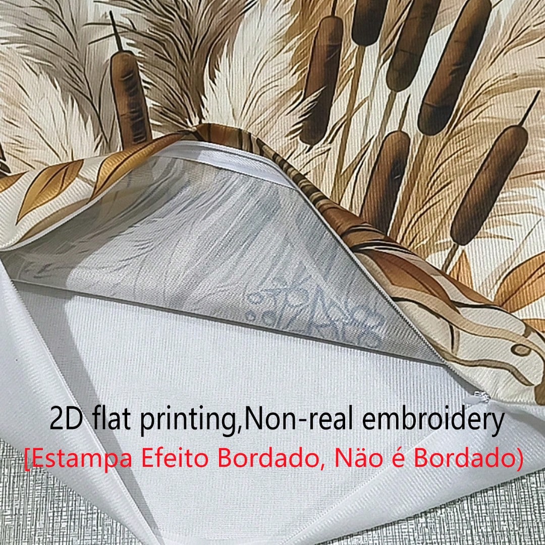 2pcs Gentle Earth Tone Dried Flower & Reed Print Cushion Covers, Versatile Decorative Throw Pillowcases For Outdoor Patio Sofa, Suitable For Sofa, Bedroom; Only Pillowcase Pillow Insert Not Included 4