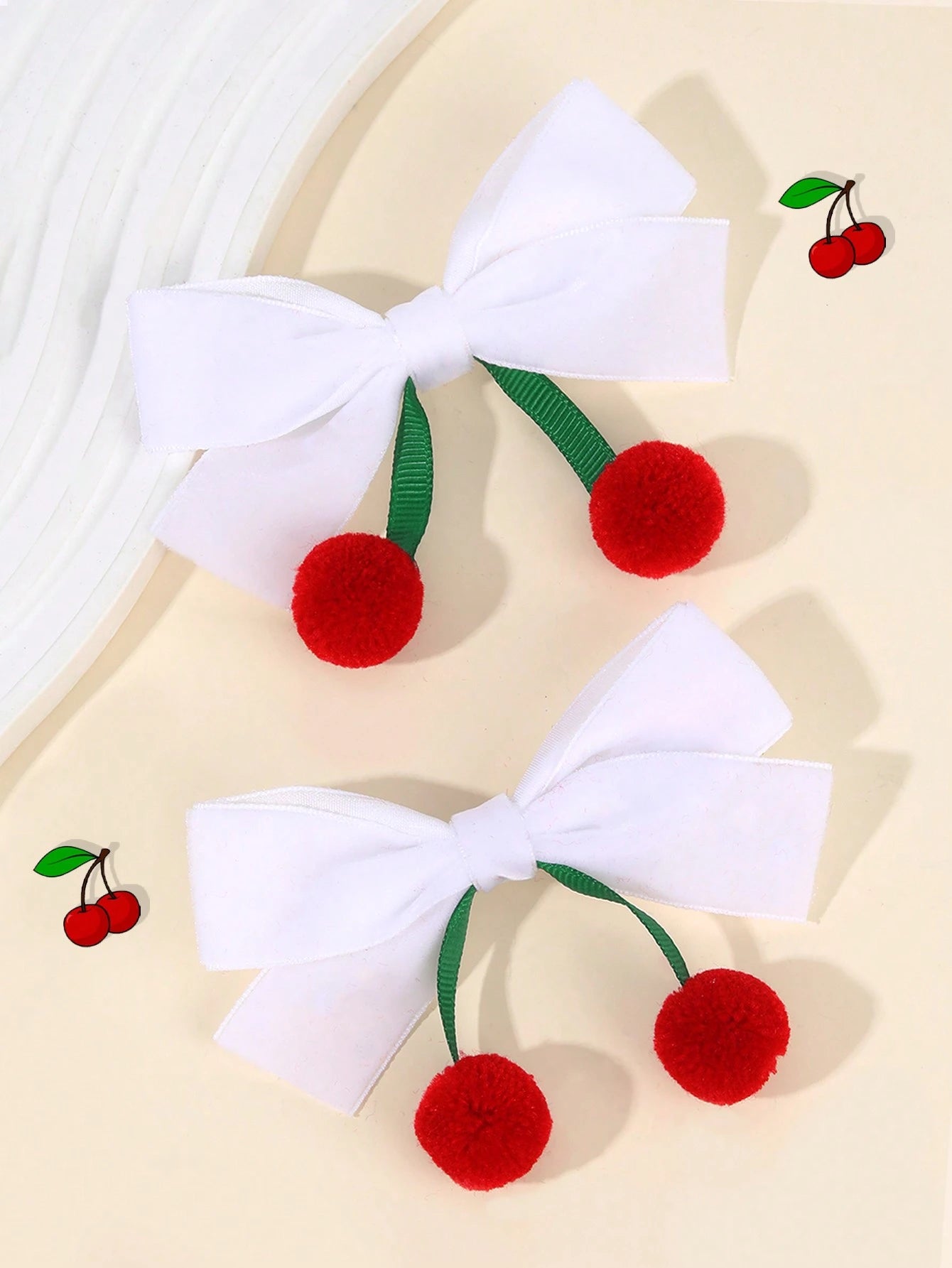 2pcs Hair Clips, Cute Tassel Cherry Bow Hair Clips, Solid Red Bow Alligator Clips, New Year Headwear Gift, Suitable For Toddler Girls, Kids And Babies, Hair Accessories, Valentine's Day Heart Gift