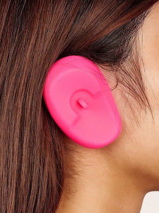 2pcs Hair Dyeing Earmuffs Silicone Hair Dyeing Waterproof Earmuffs Hair Salon Hair Dyeing Oil Inverted Earmuffs Hairdressing Tool Pink