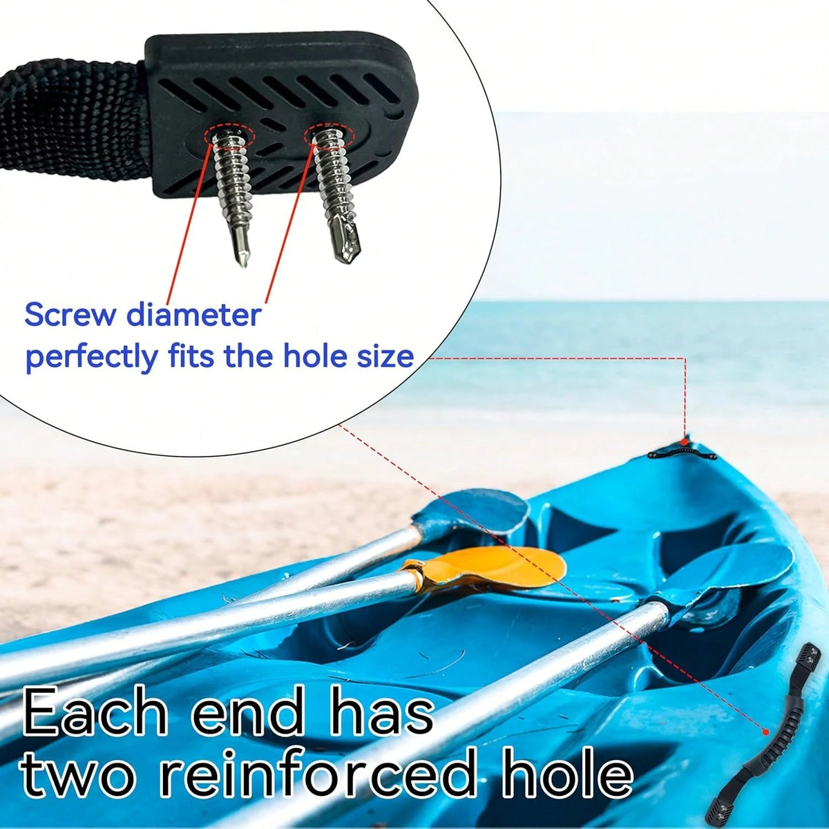 2Pcs Heavy Duty Kayak Carry Handles, Abrasion Resistant Nylon Webbing Replacement Parts With Mounting Screws, Easy Install Universal Fit For Canoe, Ocean Emotion, Ascend, Perception Boats & Outdoor Lu