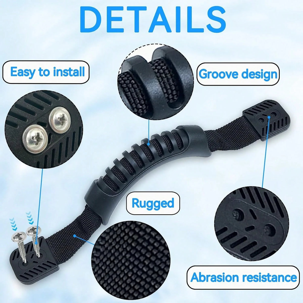 2Pcs Heavy Duty Kayak Carry Handles, Abrasion Resistant Nylon Webbing Replacement Parts With Mounting Screws, Easy Install Universal Fit For Canoe, Ocean Emotion, Ascend, Perception Boats & Outdoor Lu