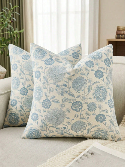 2pcs Hydrangea Flower Throw Pillow Covers, Elegant Floral Style Pillow Covers, Vintage Floral Pillow Covers, Suitable For Same Size Pillow Inserts, Easy To Replace And Wash Pillow Covers, Great Gift C